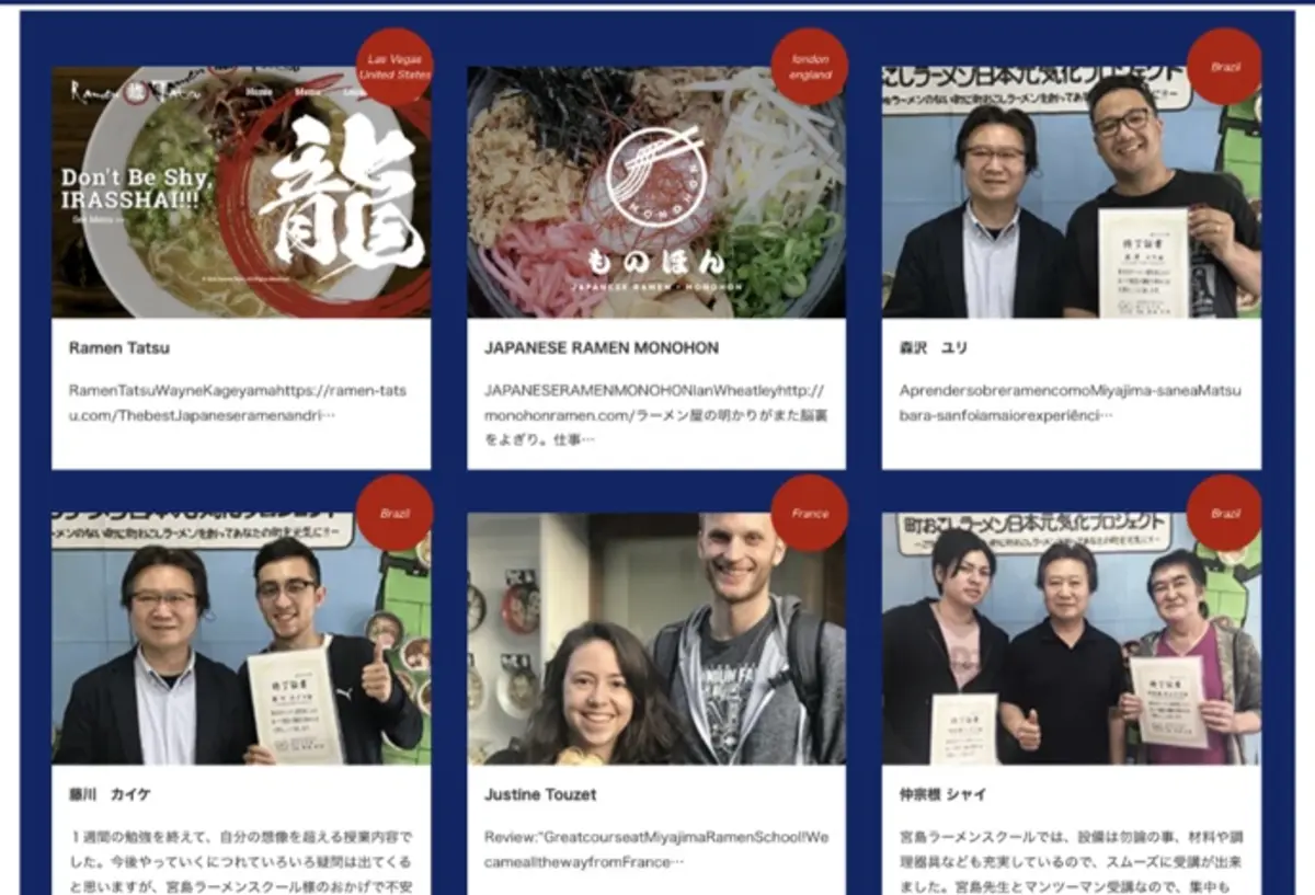 世界各国で活躍する東京国際ラーメンスクール卒業生